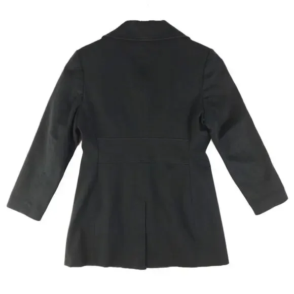 John Paul Richard Women's S Textured Cotton Black Trench Pea Coat Uniform Petite - Picture 5 of 6